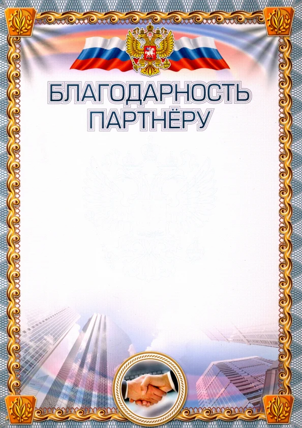 Благодарность партнёру (УФ-лакирование). (Формат А4, бумага мелованная пл 250) - Image 2