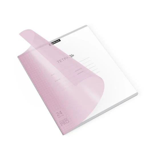 Тетрадь ШУ с пласт. обложкой на скобе ErichKrause Клас CoverPrо Pastel, розовый, А5+, 24 л 56377 - Image 2