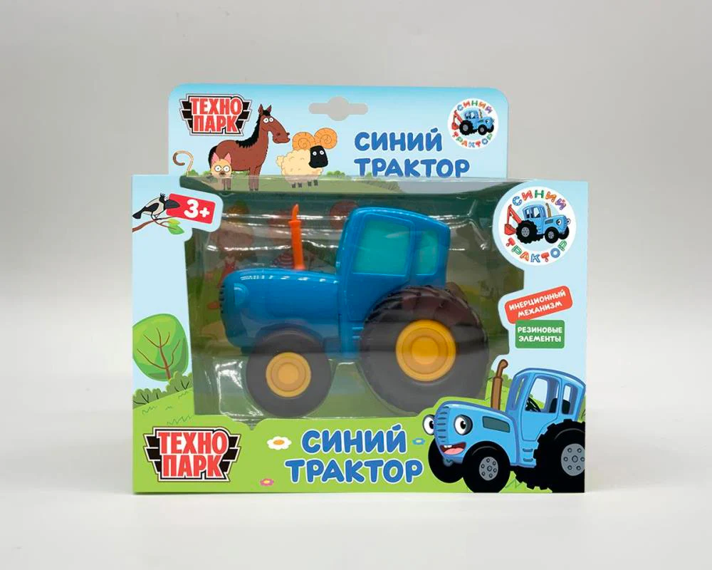 Модель металл СИНИЙ ТРАКТОР длина 11 см, инерц, синий, кор. Технопарк в кор.48шт