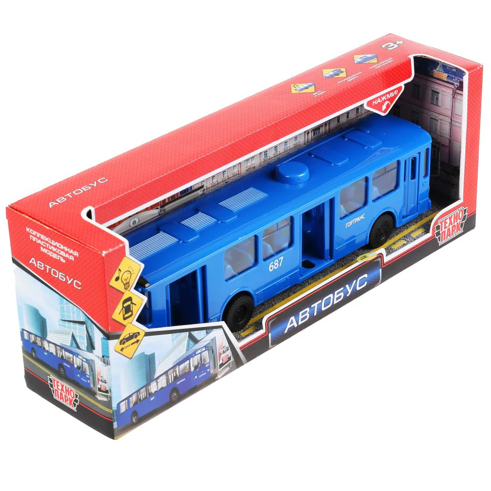 Машина свет+звук автобус 31см, пластик, открыв. двери в русс. кор. Технопарк в кор.2*12шт - Image 5