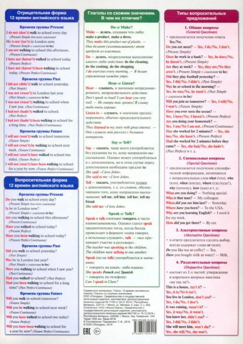 Английский язык. LET`S LEARN ENGLISH. Глагол. 12 времен английского глагола. Глаголы со схожими значениями - Image 2