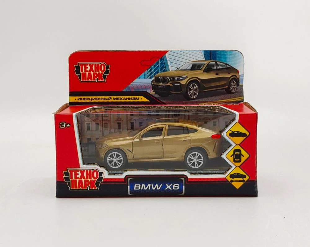 Машина металл BMW X6 длина 12 см, двери, багаж, инер, бежевый, кор. - в кор.2*36шт