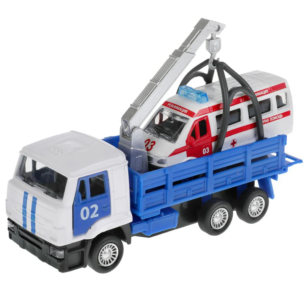 Машина металл KAMAZ ЭВАКУАТОР, 12 см, дв., подв.дет., инерц.+скорая 7,5 см Технопарк в кор.2*24шт - Image 2