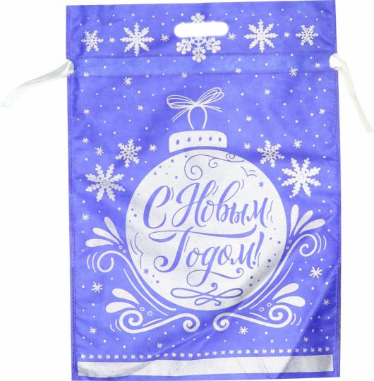 Мешочек Синий L "С Новым Годом!" (для упаковки сувенир. продукции из нетканого материала (спанбонд)75 г. 40*56 см. с лентой 100 см.) Арт.81034 - Image 2
