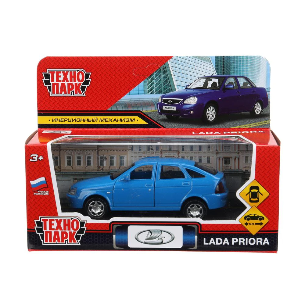 Машина металл LADA PRIORA 12 см, двери, инерц,синий перламутр,кор. Технопарк в кор.2*36шт