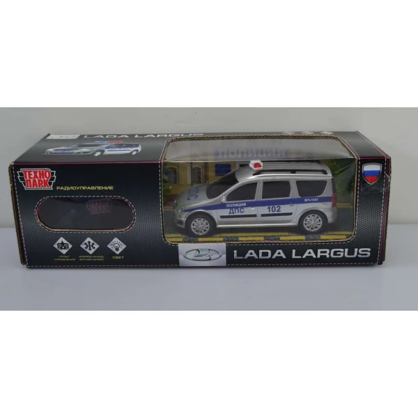 Машина р/у LADA LARGUS ПОЛИЦИЯ 18 см, свет, серебр, кор. Технопарк в кор.2*24шт